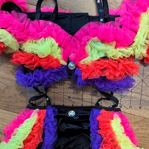Colorful Custom Coffield Collection  Ruffled Two-Piece Dance Costume - Picture 4 of 4